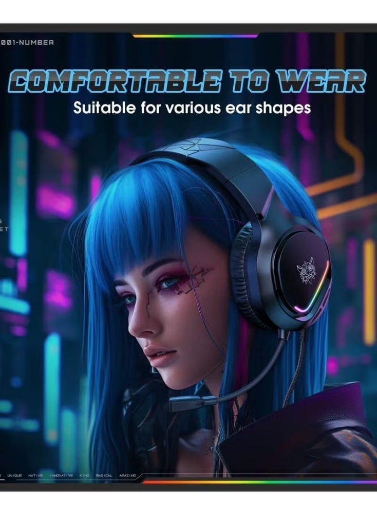 onikuma X31 Wired Headphones with RGB Colorful Lighting Surround Sound Wired Headset for PC Gamers Gaming Xbox - Image 5